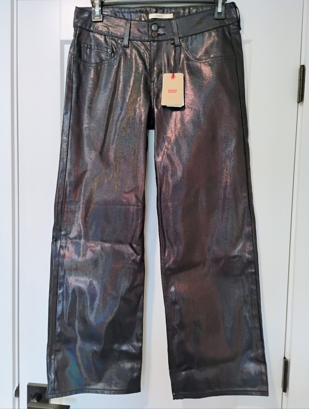 NWT 30 10 Levi's Superlow Metallic Dark Blue Straight Leg Denim Jeans NEW